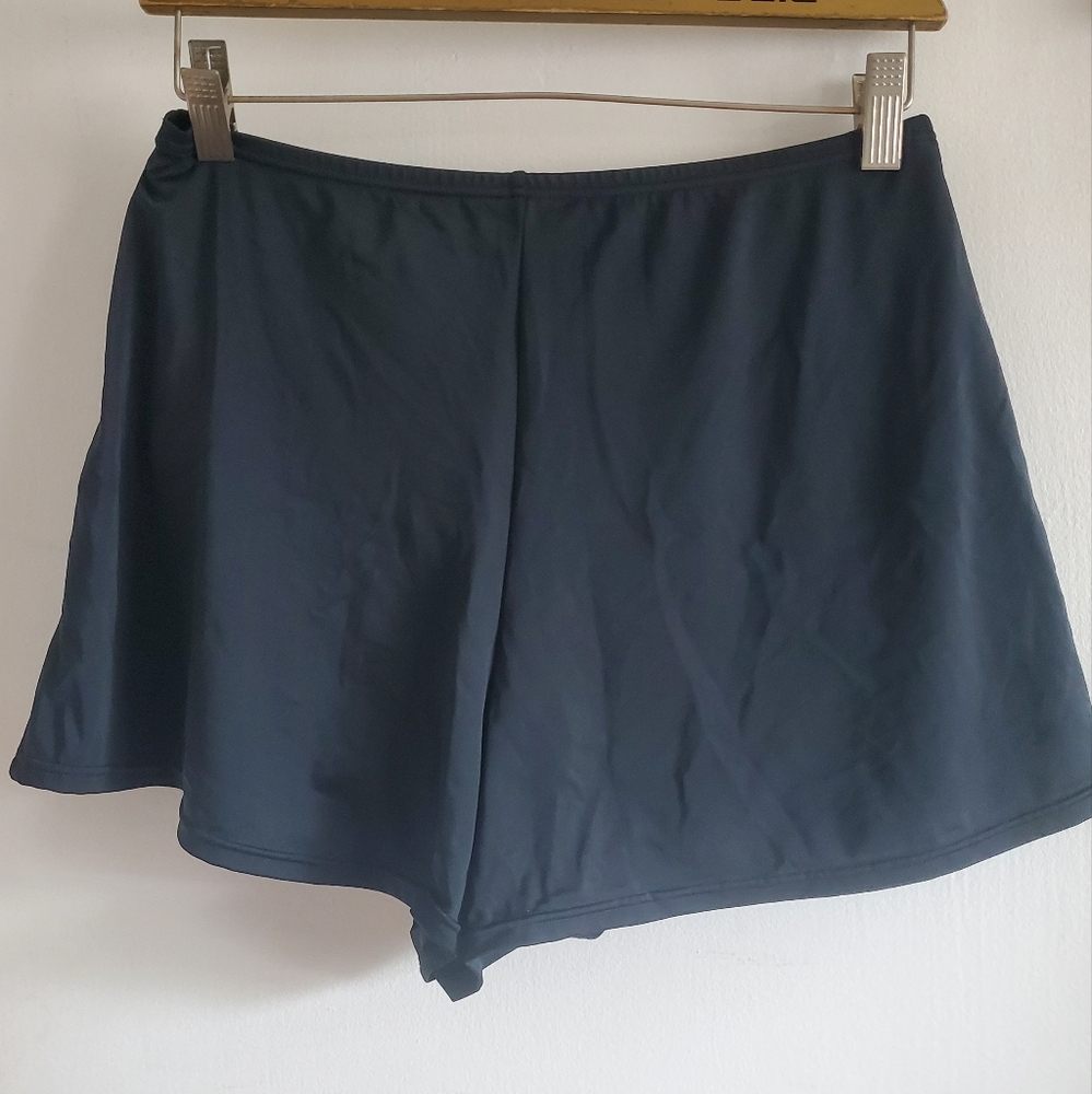 A Shore Fit Women's Black Swim Shorts W/ Built In Brief Size 10 Beach Resortwear